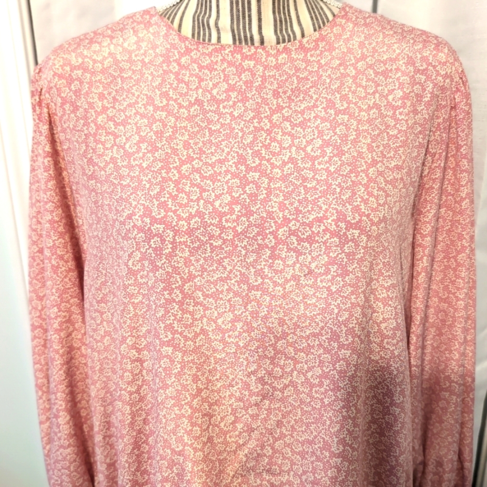 Vtg. Jo Hanna York Women's Size 18 Pink Floral Long Sleeve Blouse‎ - Picture 2 of 11
